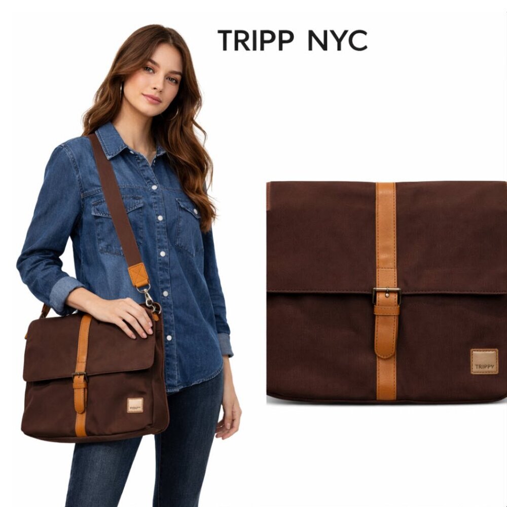 Tripp Brown Messenger Bag Crossbody Laptop Work Satchel Travel Weekend